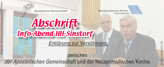Abschrift Informationsabend Hamburg-Sinstorf 9.6.15 Stammapostel i. R. Leber